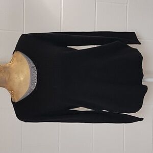 Soft Ribbed Layer Look Sweater with Bling